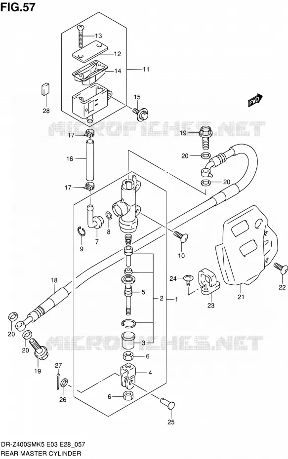 ACHTER HOOFDREMCILINDER Suzuki MOTO 400 DR-Z 2005  DR-Z400SM K5 (E03,E28,E33)