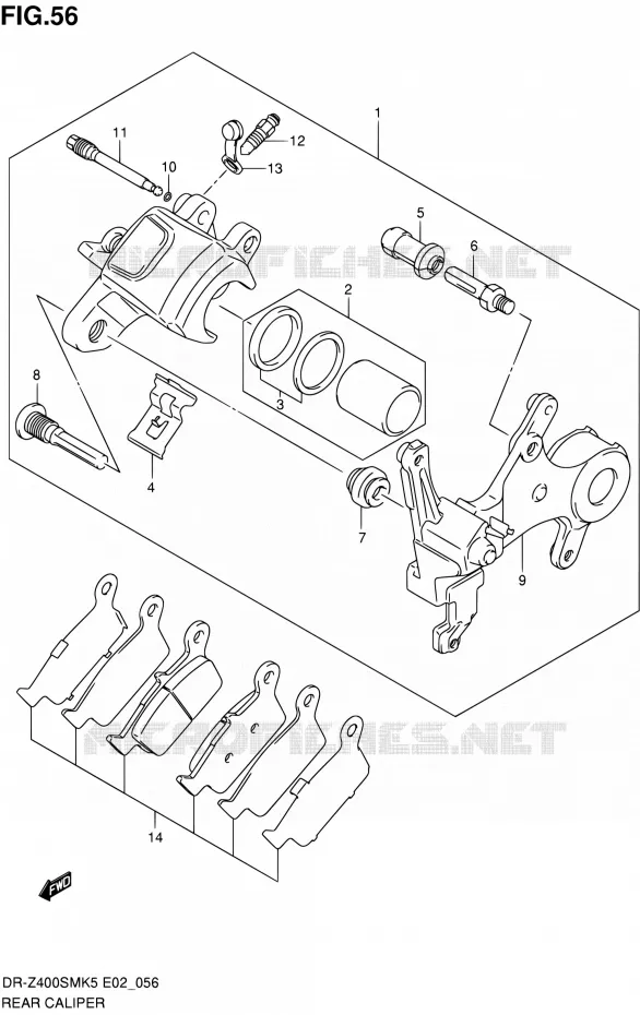 REAR CALIPER Suzuki MOTO 400 DR-Z 2005  DR-Z400SMK5(E19)