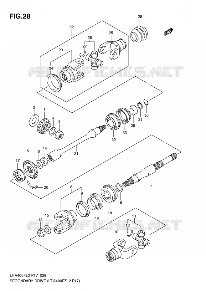 AANDRIJFAS (LT-A400FZL2 P17) Suzuki QUAD 400 KINGQUAD 2012  LT-F400L2(P17)