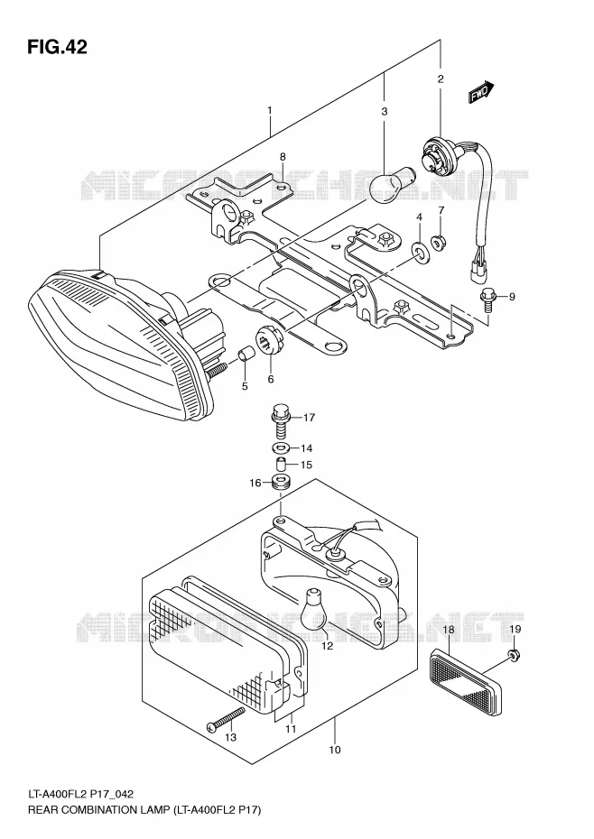 ACHTERLICHT (LT-A400FL2 P17) Suzuki QUAD 400 KINGQUAD 2012  LT-A400L2(P17)