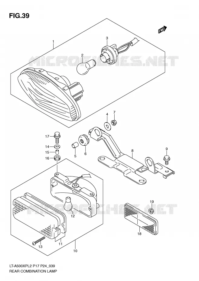 ACHTERLICHT (LT-A500XPZL2 P17) Suzuki QUAD 500 KINGQUAD 2012  LT-A500XPL2(P17)