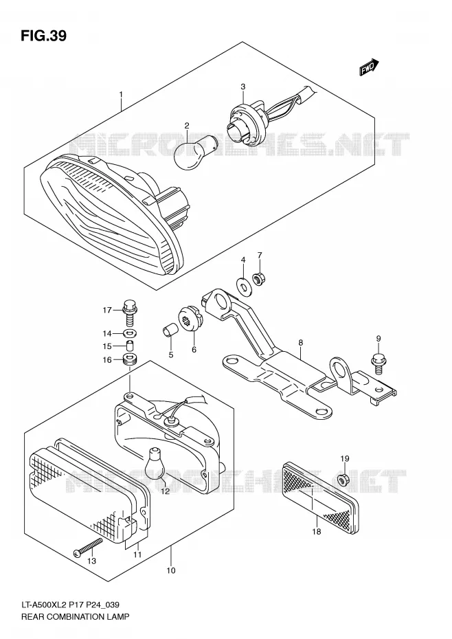 ACHTERLICHT (LT-A500XZL2 P17) Suzuki QUAD 500 KINGQUAD 2012  LT-A500XL2(P17)
