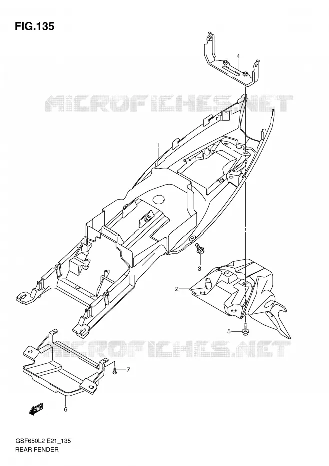 ACHTERSPATBORD (GSF650L2 E21) Suzuki MOTO 650 BANDIT 2012  GSF650SUAL2(E21)