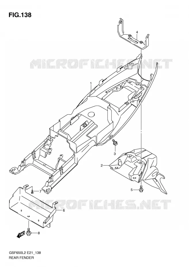 ACHTERSPATBORD (GSF650UAL2 E21) Suzuki MOTO 650 BANDIT 2012  GSF650UL2(E21)