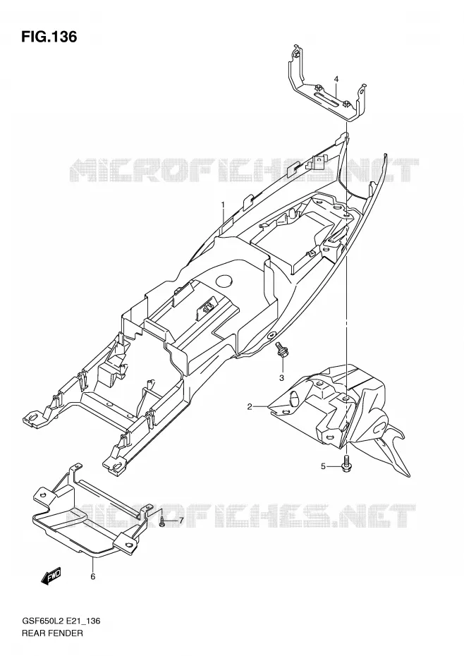 ACHTERSPATBORD (GSF650UL2 E21) Suzuki MOTO 650 BANDIT 2014  GSF650SAL2(E21)