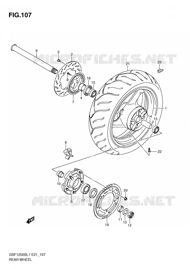 ACHTERWIEL (GSF1250SAL1 E24) Suzuki MOTO 1250 BANDIT 2011  GSF1250SL1(E21)