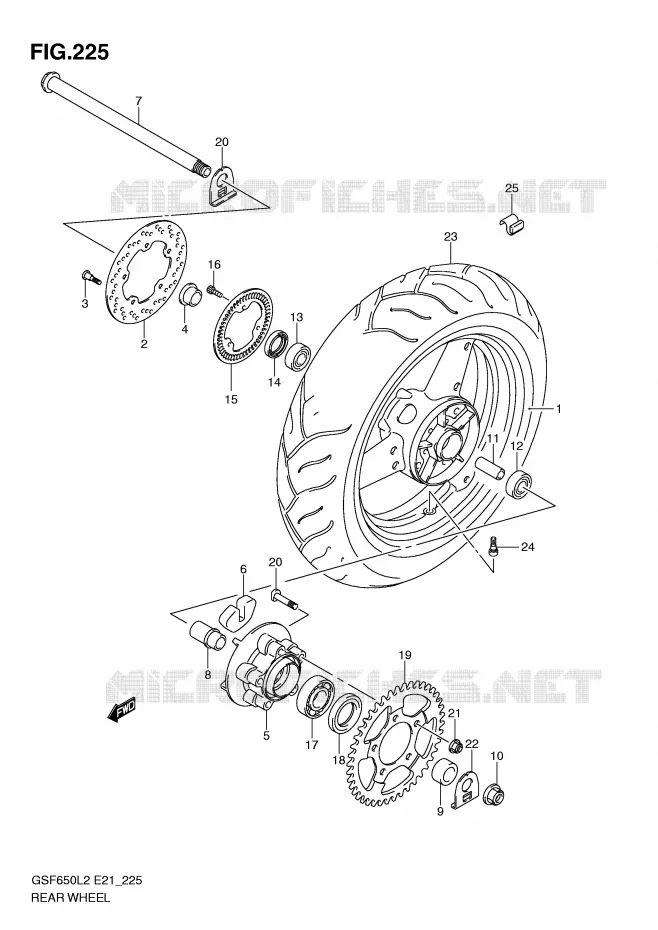 ACHTERWIEL (GSF650AL2 E21) Suzuki MOTO 650 BANDIT 2012  GSF650SUL2(E21)