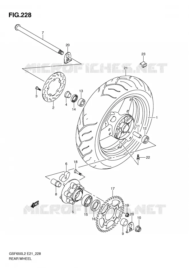 ACHTERWIEL (GSF650SUL2 E21) Suzuki MOTO 650 BANDIT 2012  GSF650SL2(E21)