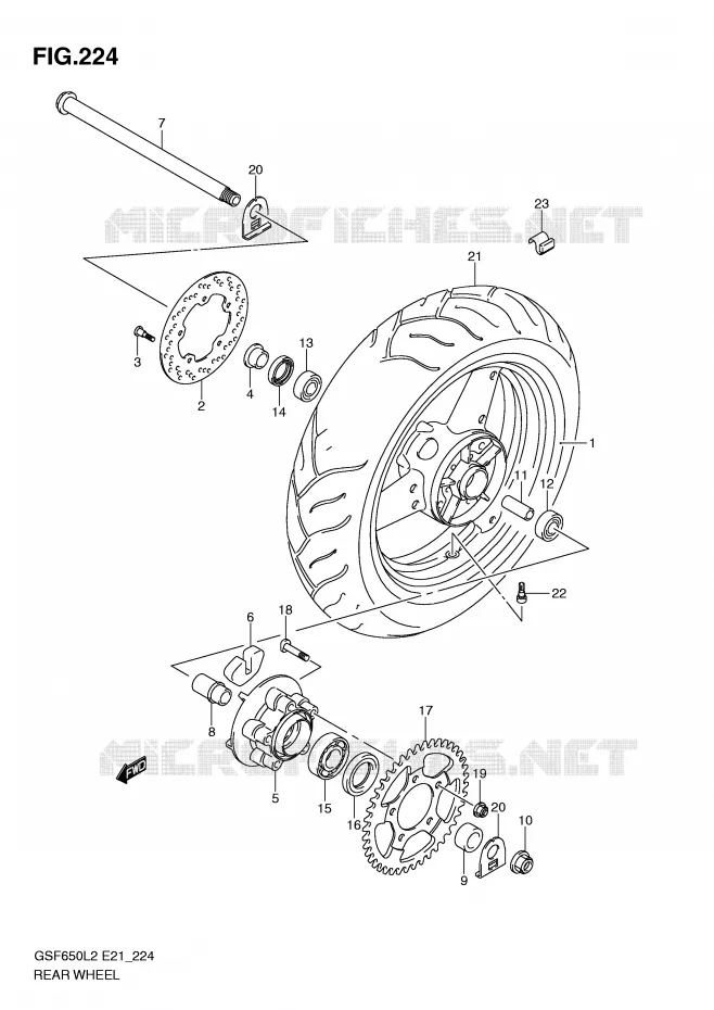 ACHTERWIEL (GSF650UL2 E21) Suzuki MOTO 650 BANDIT 2012  GSF650AL2(E21)
