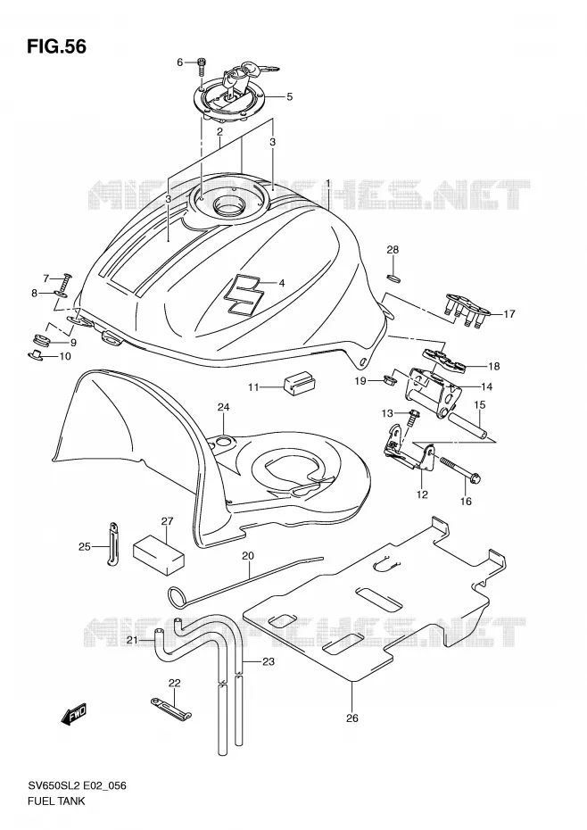BENZINETANK (SV650SL2 E2) Suzuki MOTO 650 SV 2012  SV650SAL2(E02)