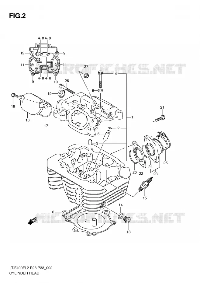 CILINDERKOP Suzuki QUAD 400 KINGQUAD 2012  LT-F400FL2(P28)