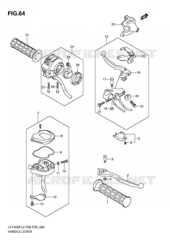 HANDGRIPS - LEVERS Suzuki QUAD 400 KINGQUAD 2012  LT-F400FZL2(P28)
