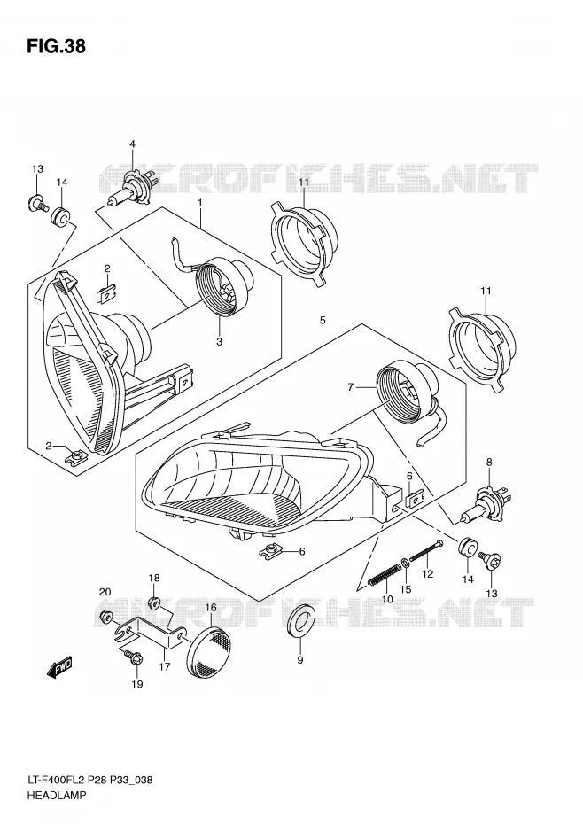 KOPLAMP (LT-F400FL2 P28) Suzuki QUAD 400 KINGQUAD 2012  LT-F400FZL2(P28)