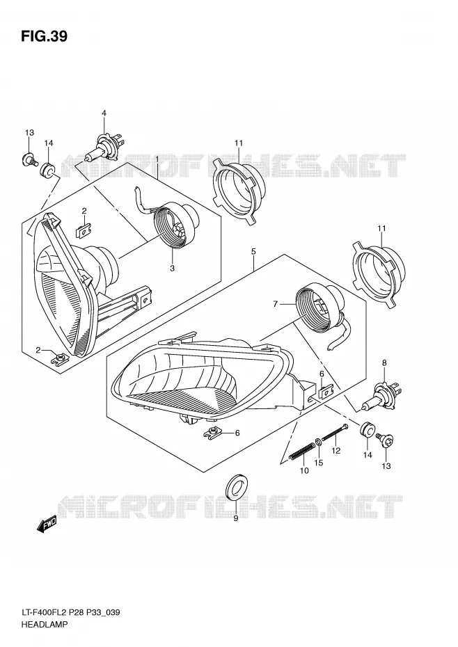 KOPLAMP (LT-F400FL2 P33) Suzuki QUAD 400 KINGQUAD 2012  LT-F400FZL2(P28)
