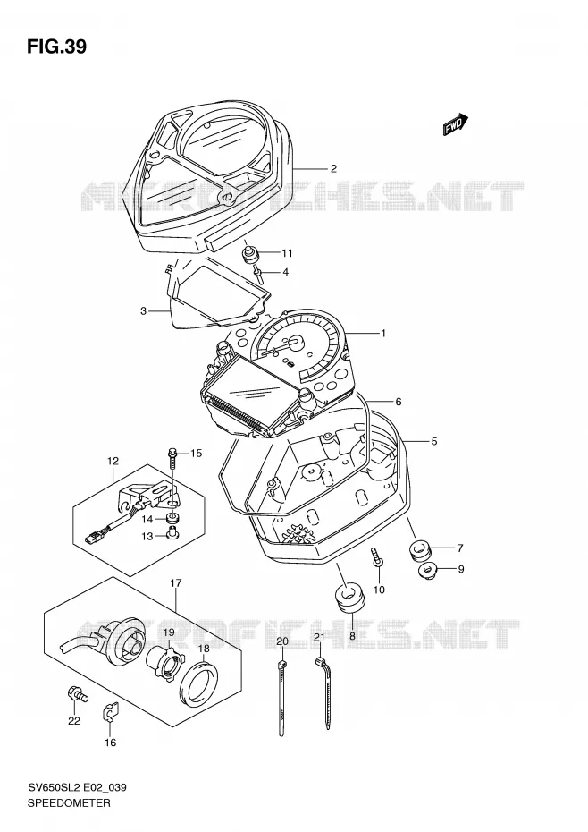 SNELHEIDSMETER (SV650SL2 E24) Suzuki MOTO 650 SV 2012  SV650SL2(E02)