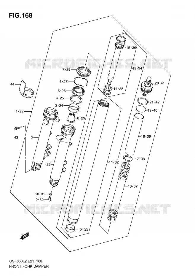 VOORVORK (GSF650L2 E21) Suzuki MOTO 650 BANDIT 2012  GSF650SUL2(E21)