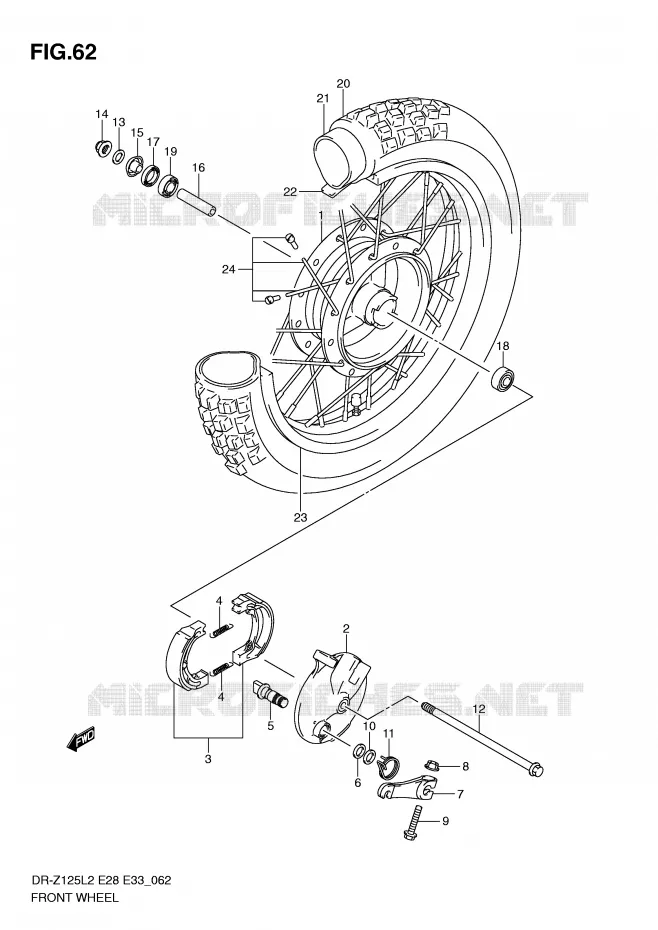 VOORWIEL (DR-Z125L2 E28) Suzuki MOTO 125 DR-Z 2012  DR-Z125L2(E28)