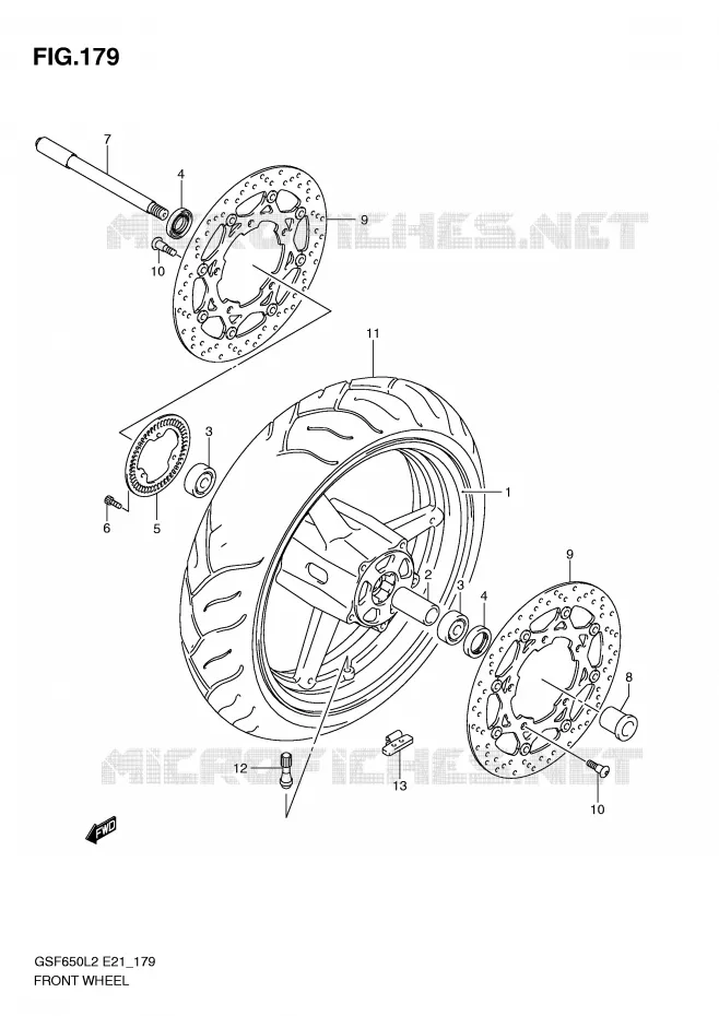 VOORWIEL (GSF650AL2 E21) Suzuki MOTO 650 BANDIT 2012  GSF650UA L2