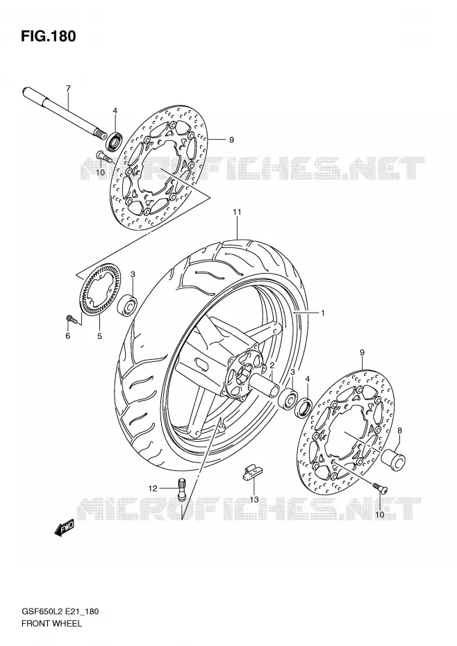VOORWIEL (GSF650UAL2 E21) Suzuki MOTO 650 BANDIT 2012  GSF650AL2(E21)