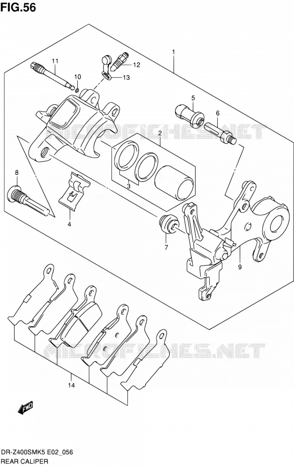 REAR CALIPER Suzuki MOTO 400 DR-Z 2006  DR-Z400SMK6(E19)