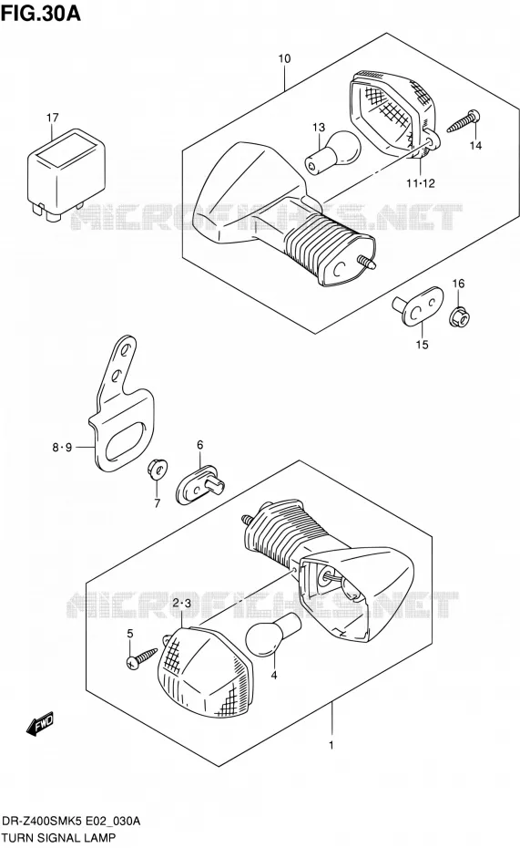 INDICATOREN (MODEL K6/K7/K8/K9) Suzuki MOTO 400 DR-Z 2007  DR-Z400SMK7(E24)