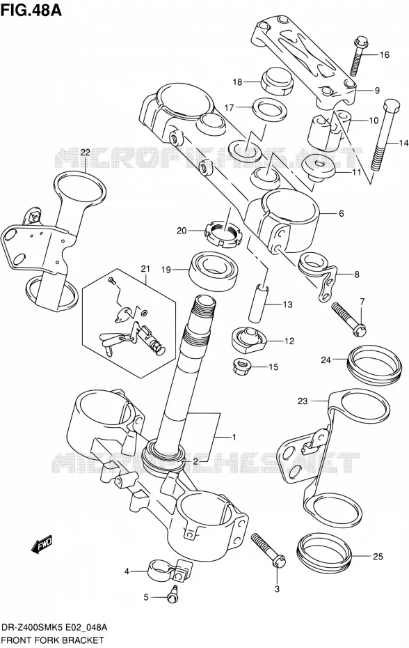 STUURPEN (MODEL K7/K8/K9) Suzuki MOTO 400 DR-Z 2007  DR-Z400SMK7(E24)
