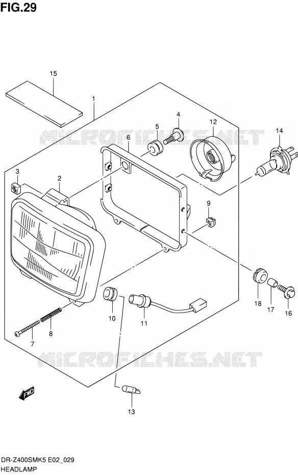 KOPLAMP (E02,E19) Suzuki MOTO 400 DR-Z 2008  DR-Z400SMK8(E19)