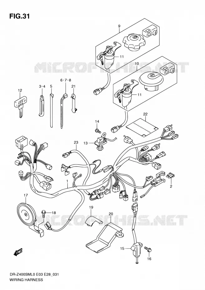 BEDRADING Suzuki MOTO 400 DR-Z 2010  DR-Z400SM L0 (E03,E28,E33)
