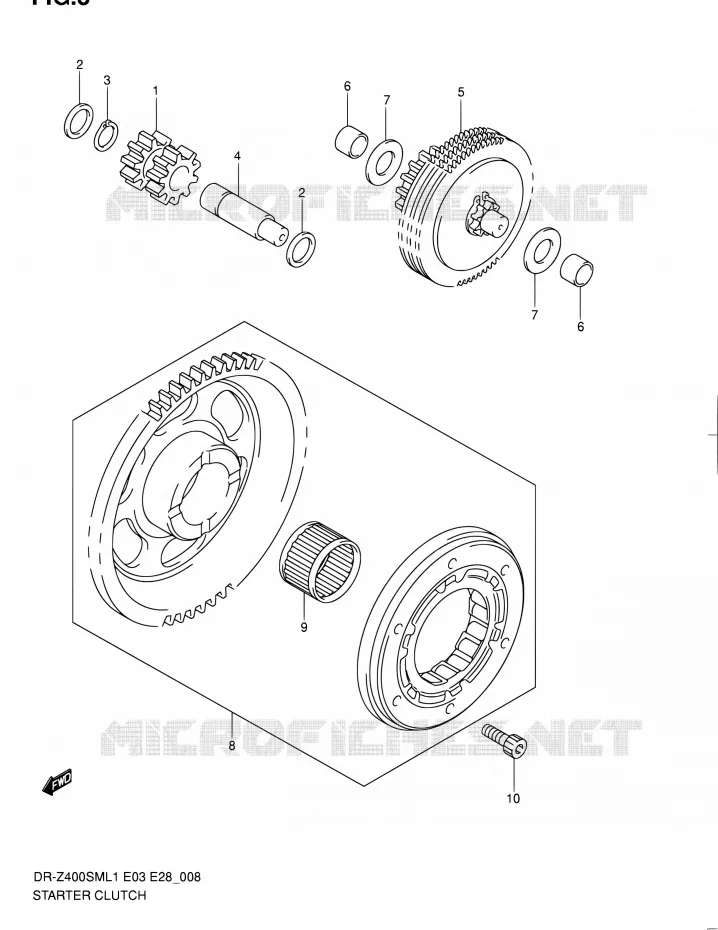 STARTMOTOR CLUTCH Suzuki MOTO 400 DR-Z 2011  DR-Z400SM L1 (E03,E28,E33)