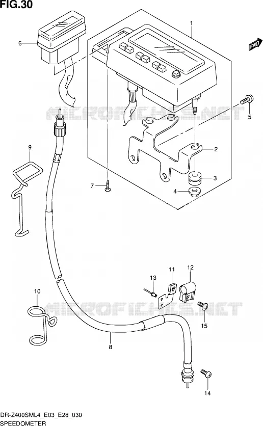 SNELHEIDSMETER (DR-Z400SML4 E28) Suzuki MOTO 400 DR-Z 2014  DR-Z400SM L4 (E03,E28,E33)