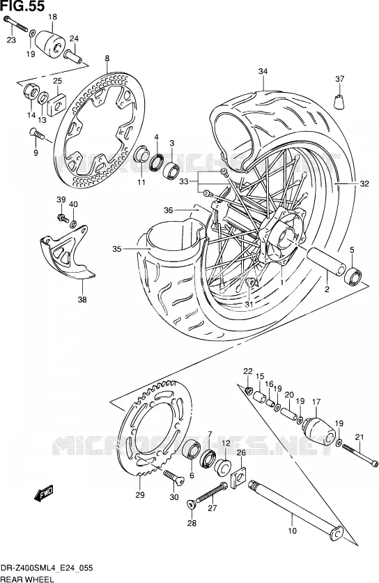 ACHTERWIEL Suzuki MOTO 400 DR-Z 2014  DR-Z400SM L4 (E24)