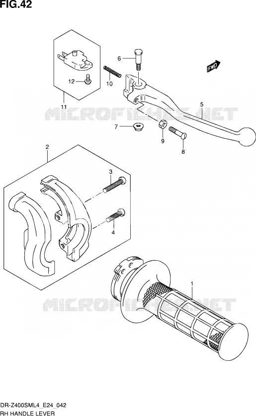 RECHTS HANDGRIPS - LEVERS Suzuki MOTO 400 DR-Z 2014  DR-Z400SM L4 (E24)