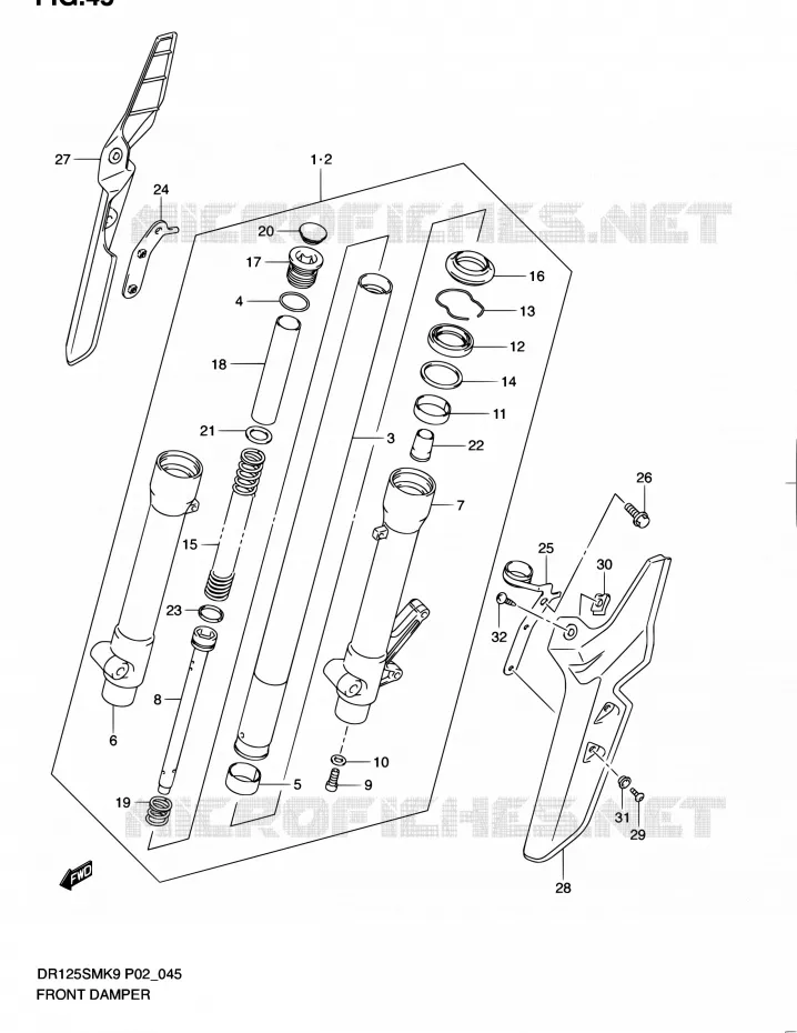 FRONT SCHOKDEMPER Suzuki MOTO 125 DR 2011  DR125SML0(E19)