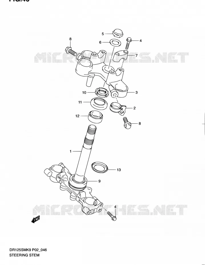 STUURKOLOM Suzuki MOTO 125 DR 2011  DR125SML0(E19)