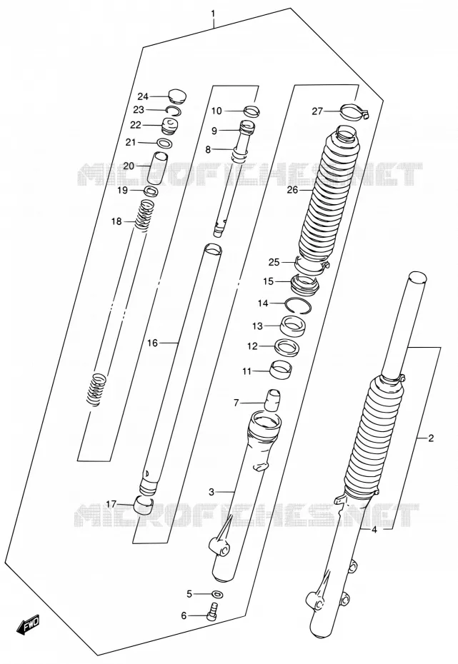 FRONT SCHOKDEMPER Suzuki MOTO 200 DR 2001  DR200SE K1 (E03,E28,E33)