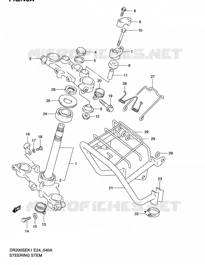 STUURKOLOM (MODEL K2/K3/K4/K5 E06,E24) Suzuki MOTO 200 DR 2002  DR200SE K2 (E06,E24)