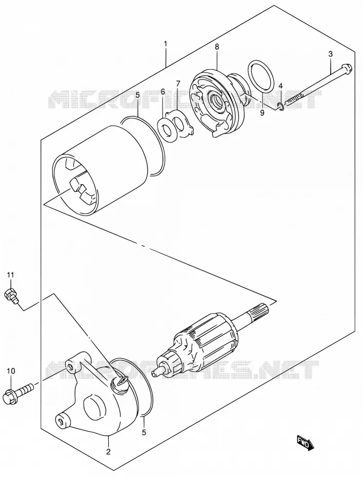 STARTMOTOR (MODELE K2/K3/K4/K5) Suzuki MOTO 200 DR 2004  DR200SE K4 (E03,E28,E33)