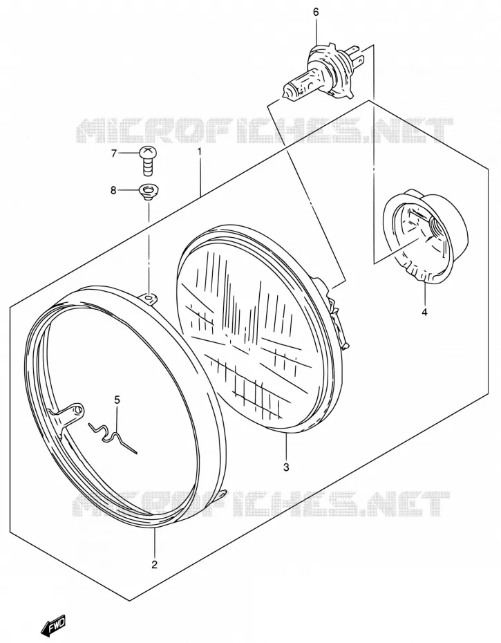 KOPLAMP (MODEL K2/K3/K4/K5 E06,E24) Suzuki MOTO 200 DR 2004  DR200SE K4 (E06,E24)