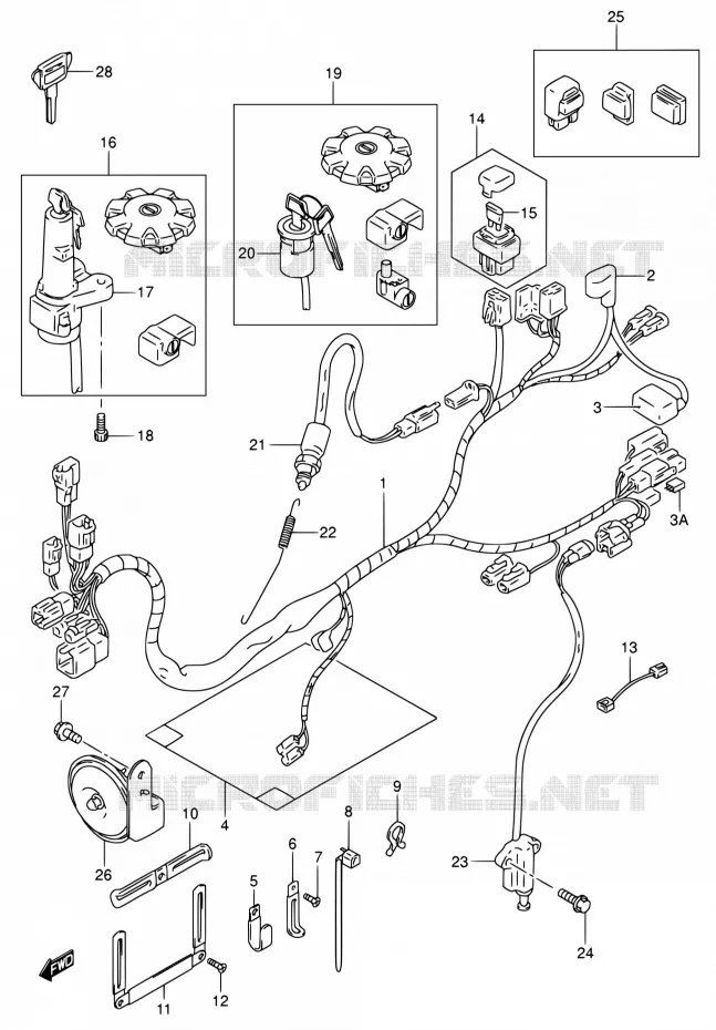 BEDRADING (MODELE K2/K3/K4/K5) Suzuki MOTO 200 DR 2005  DR200SE K5 (E06,E24)
