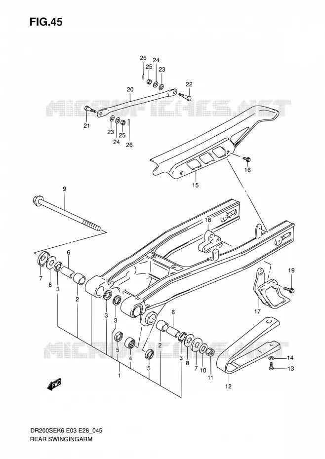 SWINGARM Suzuki MOTO 200 DR 2009  DR200SE K9 (E03,E28,E33)
