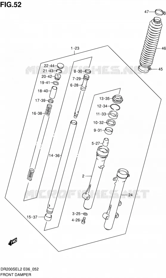 FRONT SCHOKDEMPER Suzuki MOTO 200 DR 2012  DR200SEL2(E24)