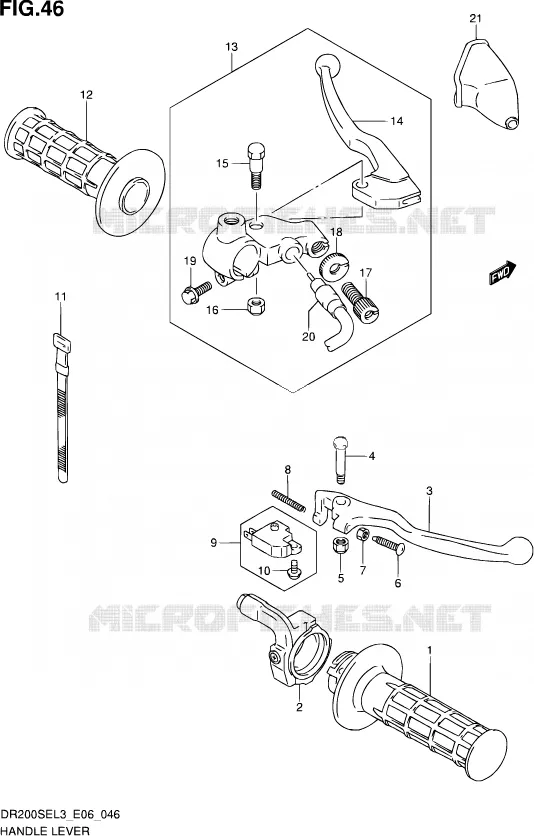 HANDGRIPS - LEVERS (DR200SEL3 E06) Suzuki MOTO 200 DR 2013  DR200SE L3 (E24)