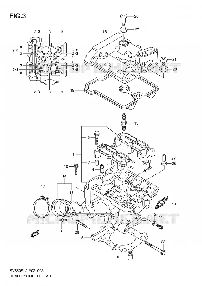 ACHTER CILINDERKOP Suzuki MOTO 650 SV 2012  SV650SAL2(E02)