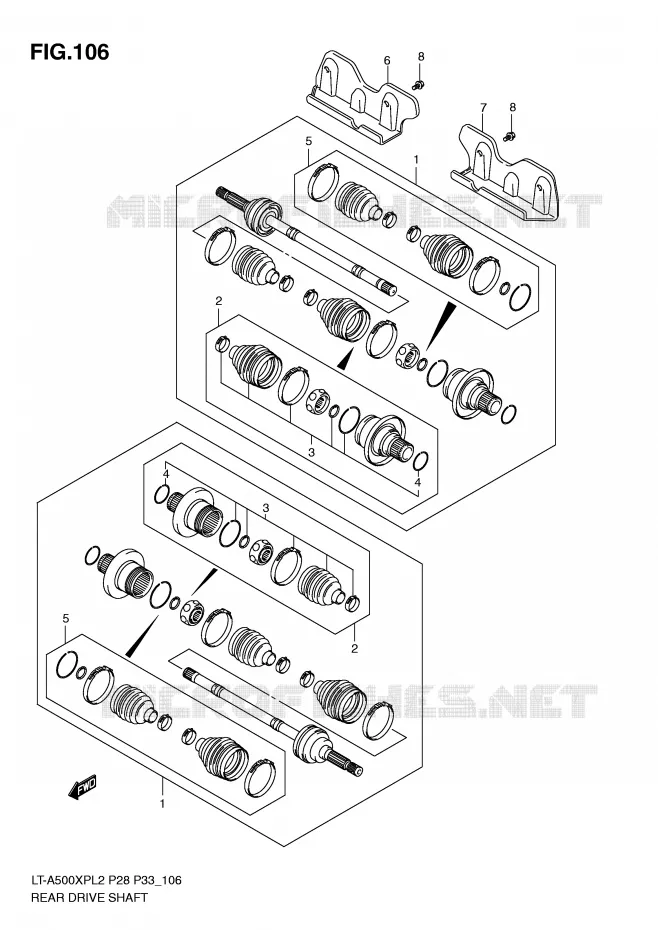 ACHTERAANDRIJFAS Suzuki QUAD 500 KINGQUAD 2012  LT-A500XPZL2(P28)