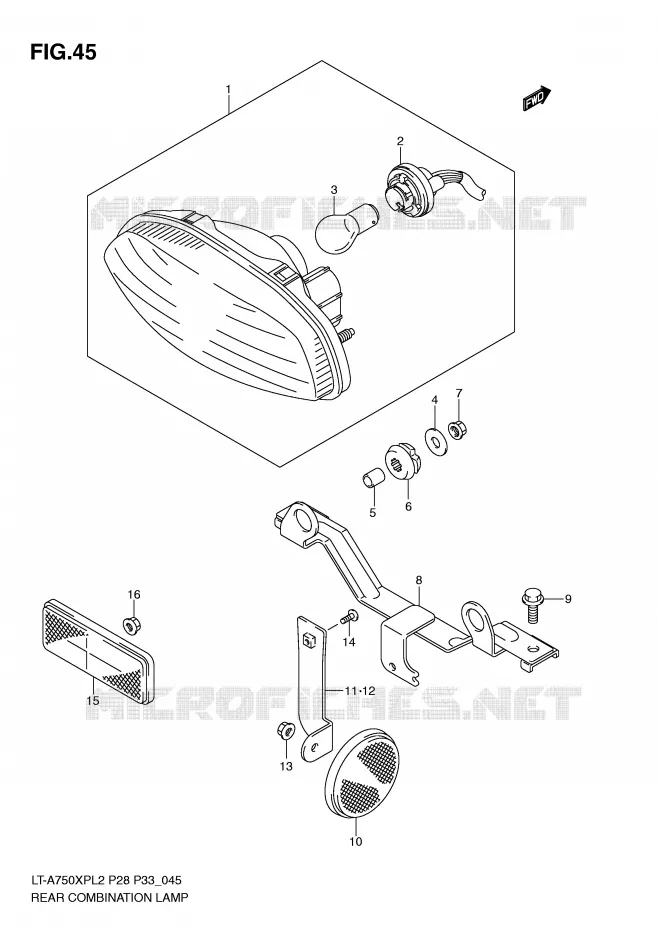 ACHTERLICHT (LT-A750XPZL2 P28) Suzuki QUAD 750 KINGQUAD 2012  LT-A750XPL2(P28)