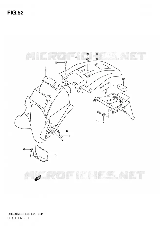ACHTERSPATBORD Suzuki MOTO 650 DR 2012  DR650SEL2(E03)