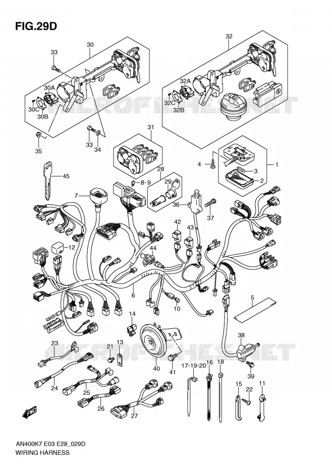 BEDRADING (AN400AL0/ZAL0) Suzuki SCOOTER 400 BURGMAN 2009  AN400K9(E3/E28)