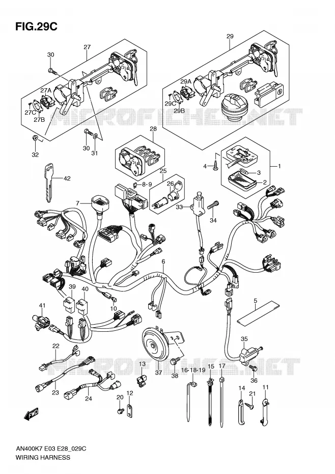 BEDRADING (AN400L0) Suzuki SCOOTER 400 BURGMAN 2010  AN400AL0(E3/E28)