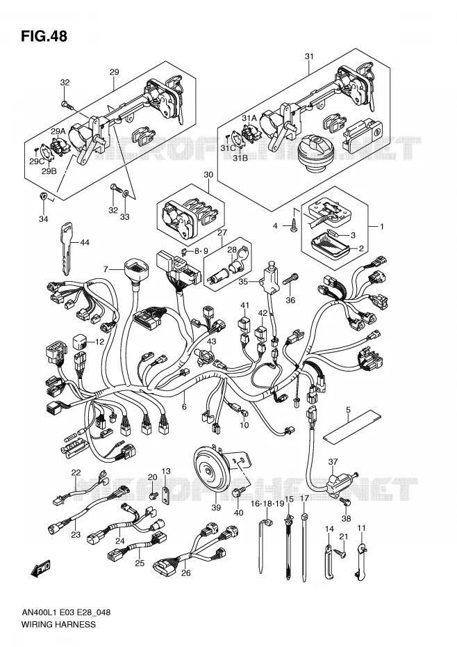 BEDRADING (AN400ZAL1 E28) Suzuki SCOOTER 400 BURGMAN 2011  AN400AL1(E03)