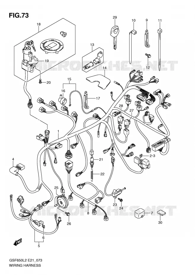 BEDRADING (GSF650SAL2 E21) Suzuki MOTO 650 BANDIT 2012  GSF650AL2(E21)